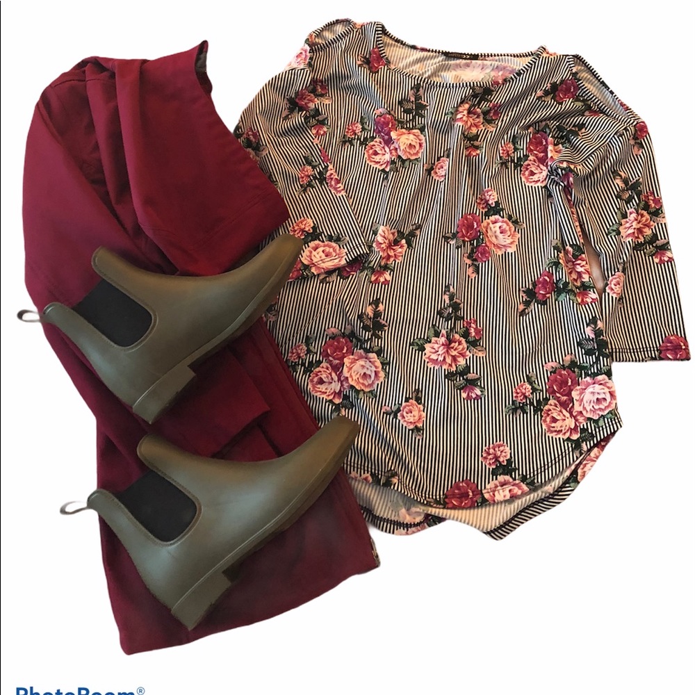 PAPERMOON floral striped cold shoulder top